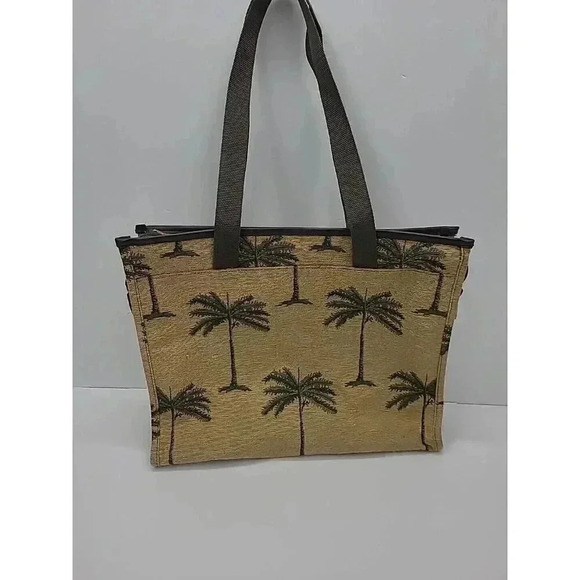 Stratus Ricardo Beverly Hills Tapestry Tote Bag Palm Trees Zipper - Picture 3 of 7